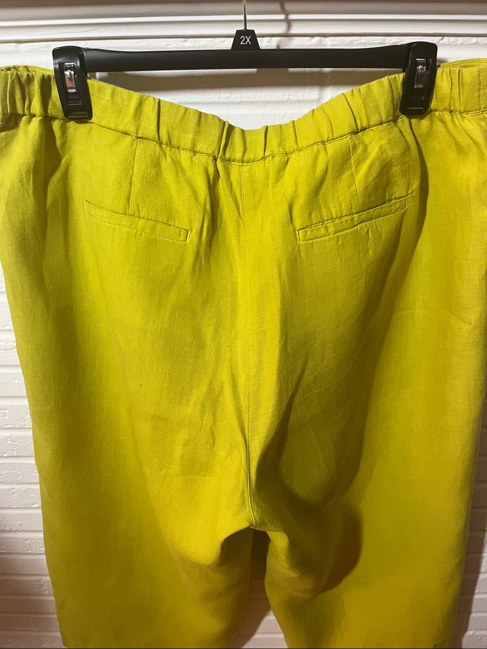 J.Jill Love Linen Lime Green Wide-Leg Cropped Pants - Picture 4 of 5